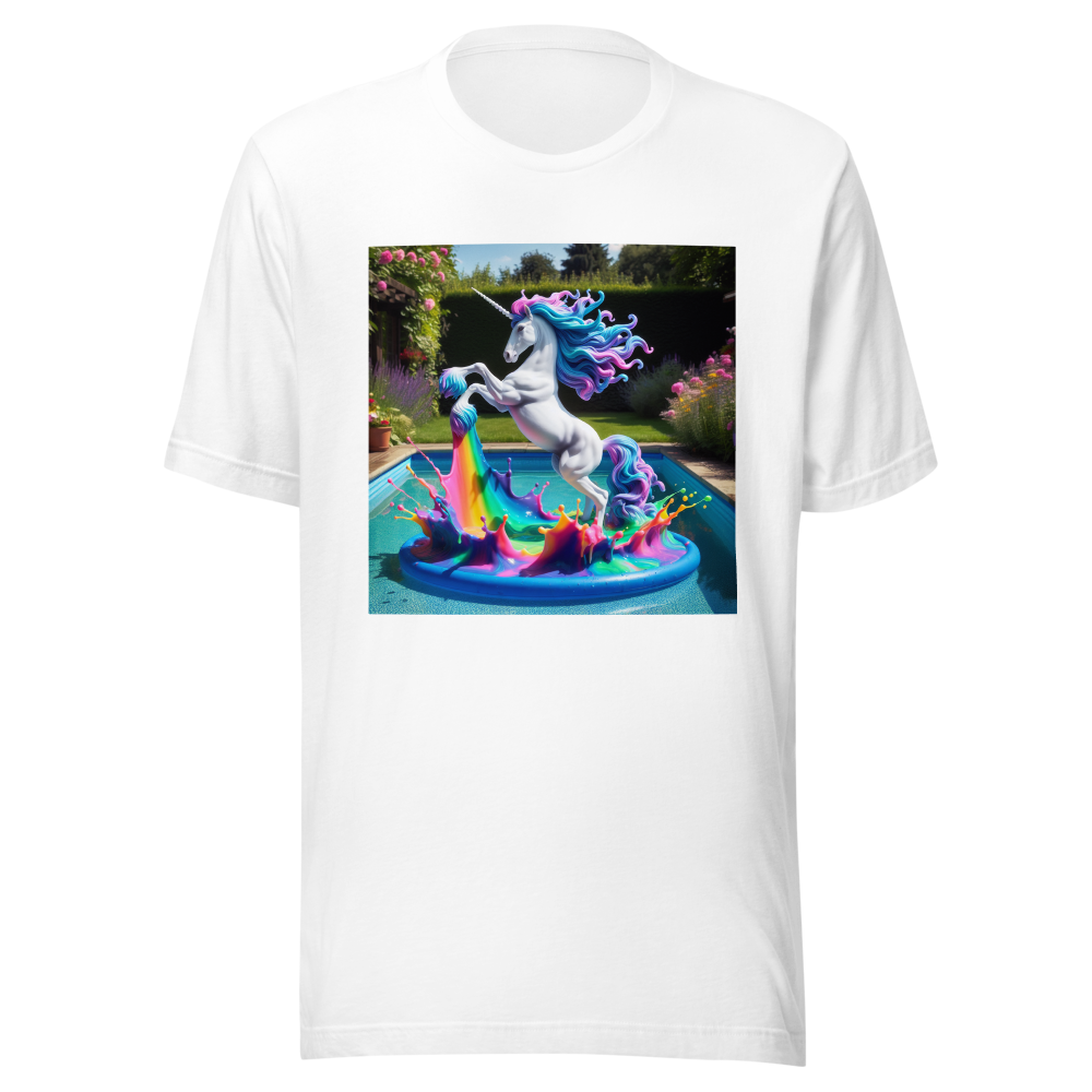 unicorn jumping into pool fikled with slime.